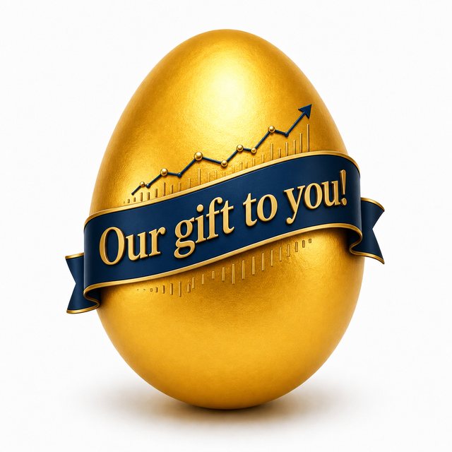 A golden egg wrapped in a ribbon: our gift to you!